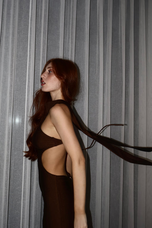 VICTORIA BROWN MAXI DRESS