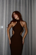 VICTORIA BROWN MAXI DRESS