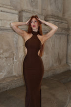 VICTORIA BROWN MAXI DRESS