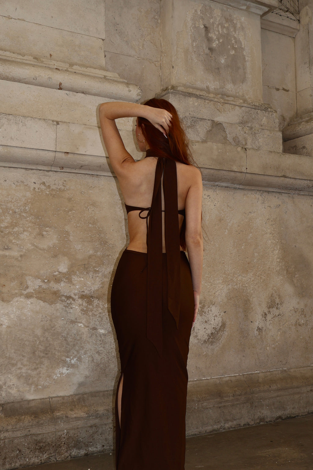 VICTORIA BROWN MAXI DRESS